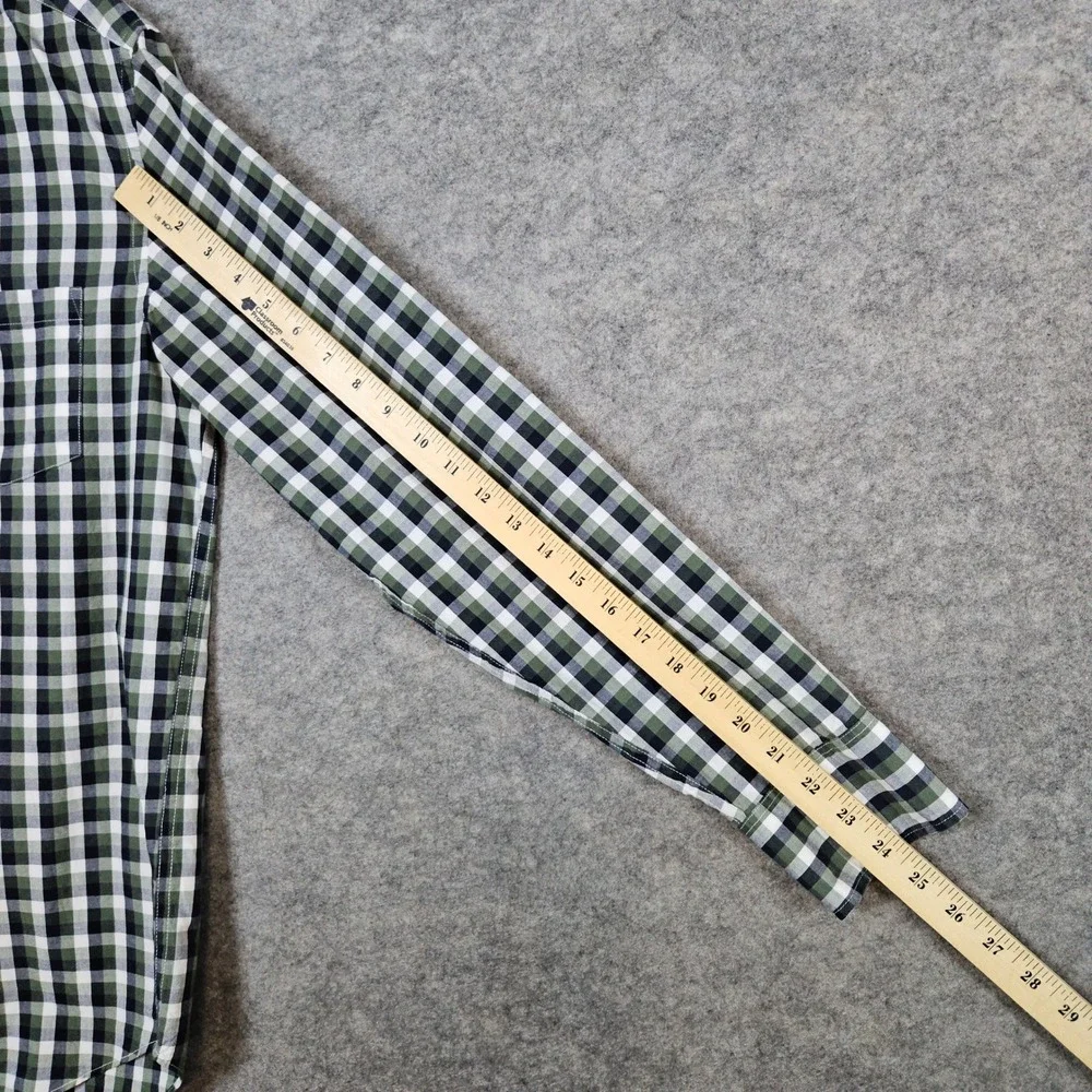 J Crew Men's‎ Flex Washed Shirt Size M Blue Green White Checks Cotton Blend Slim